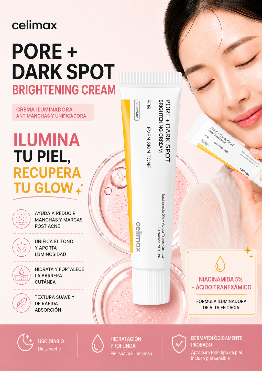 Crema Iluminadora Anti Manchas Celimax Pore+Dark Spot Brightening Cream 35ml