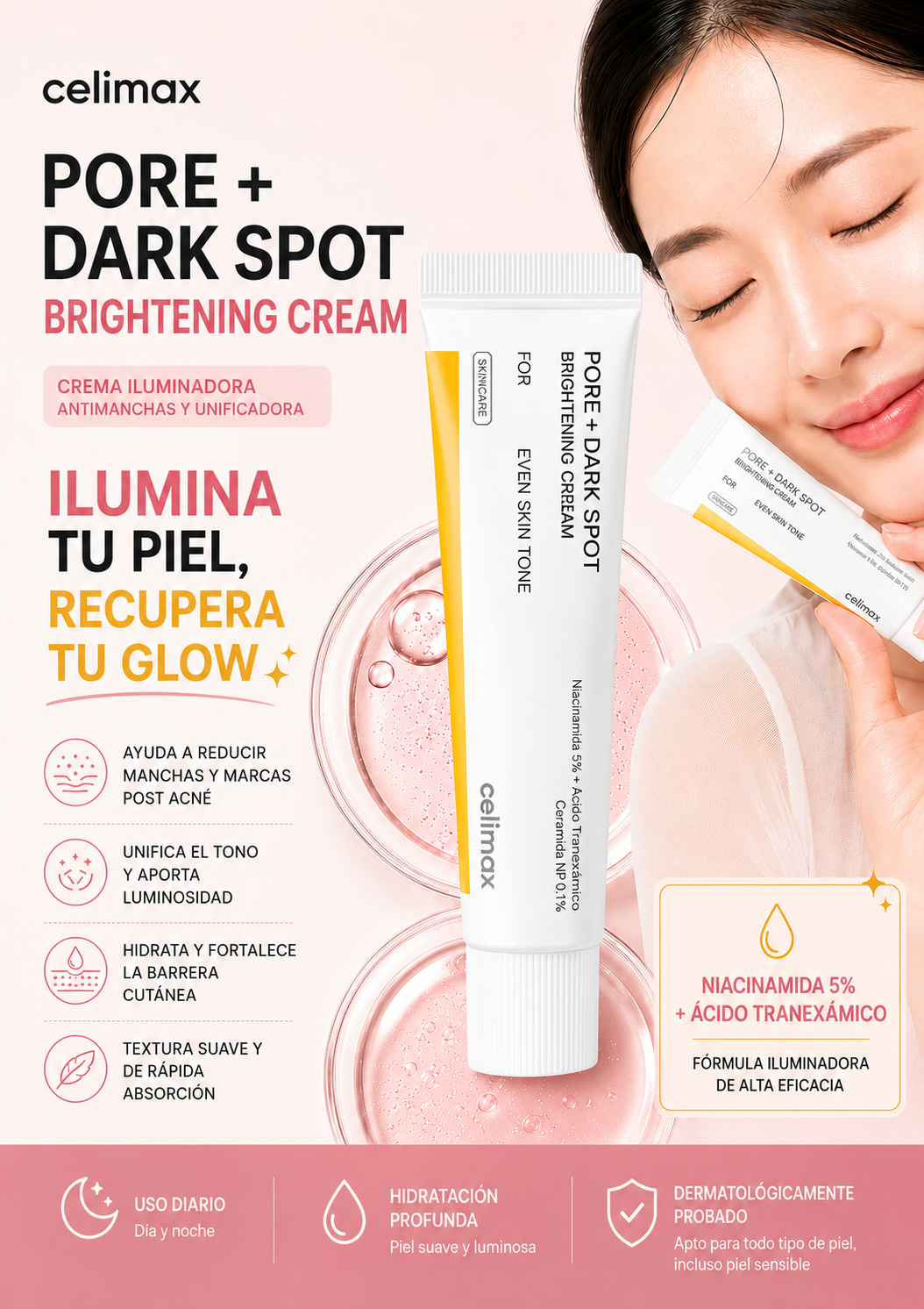 Crema Iluminadora Anti Manchas Celimax Pore+Dark Spot Brightening Cream 35ml